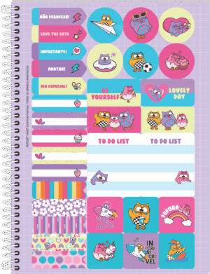 CADERNO ESPIRAL UNIVERSITÁRIO BUBU E AS CORUJINHAS