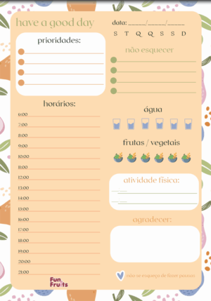 BLOCO DE PLANEJAMENTO DIÁRIO FUN FRUITS