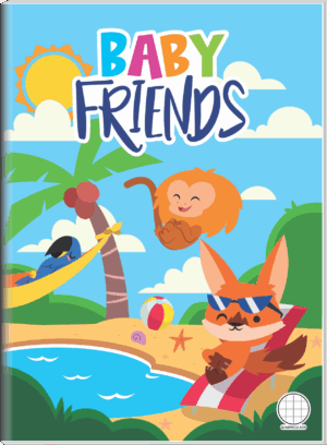 CADERNO BROCHURA COLEGIAL QUADRICULADO BABY FRIENDS