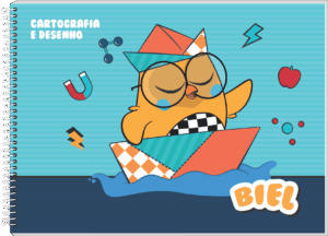 CADERNO ESPIRAL CARTOGRAFIA BUBU E AS CORUJINHAS