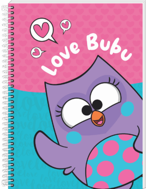 CADERNO ESPIRAL UNIVERSITÁRIO BUBU E AS CORUJINHAS