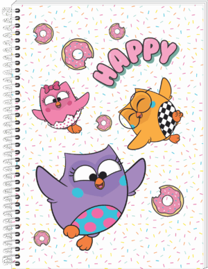 CADERNO ESPIRAL 1/4 BUBU E AS CORUJINHAS