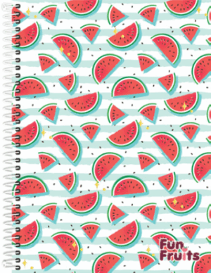 CADERNO ESPIRAL 1/4 FUN FRUITS