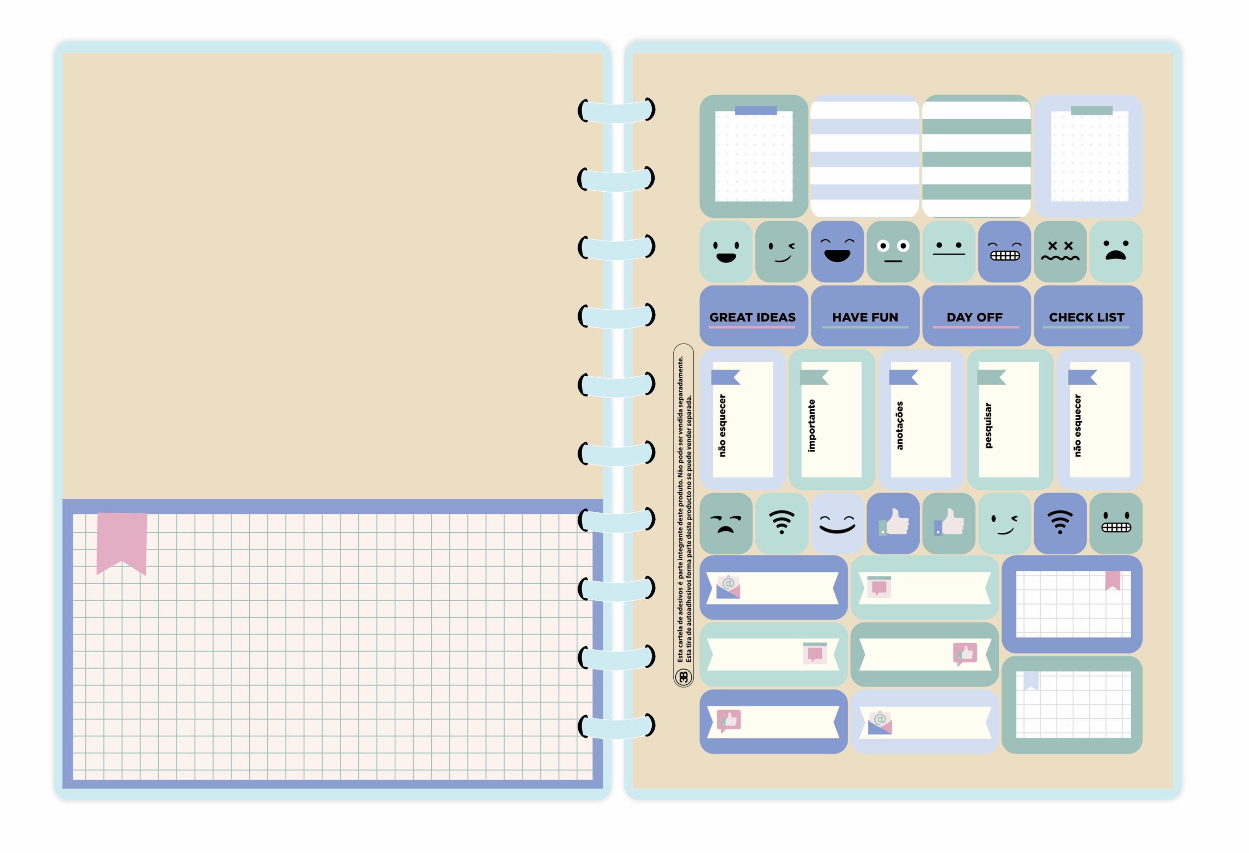 CADERNO DE DISCO COLEGIAL PP AZUL COLOR BLOCK