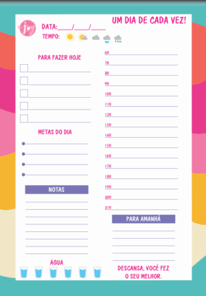 BLOCO DE PLANEJAMENTO DIÁRIO JOY