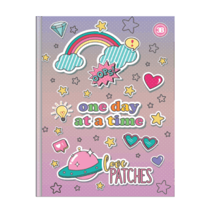 CADERNO BROCHURA COLEGIAL PAUTADO LOVE PATCHES
