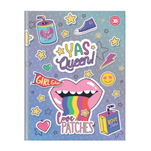 CADERNO BROCHURA COLEGIAL PAUTADO LOVE PATCHES