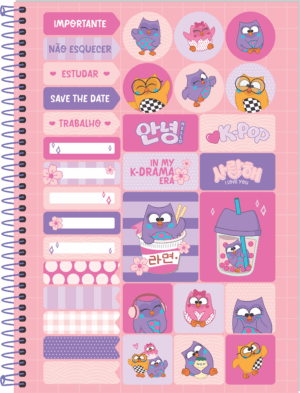 CADERNO ESPIRAL UNIVERSITÁRIO BUBU E AS CORUJINHAS