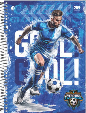 CADERNO ESPIRAL 1/4 FUTGOAL AZUL