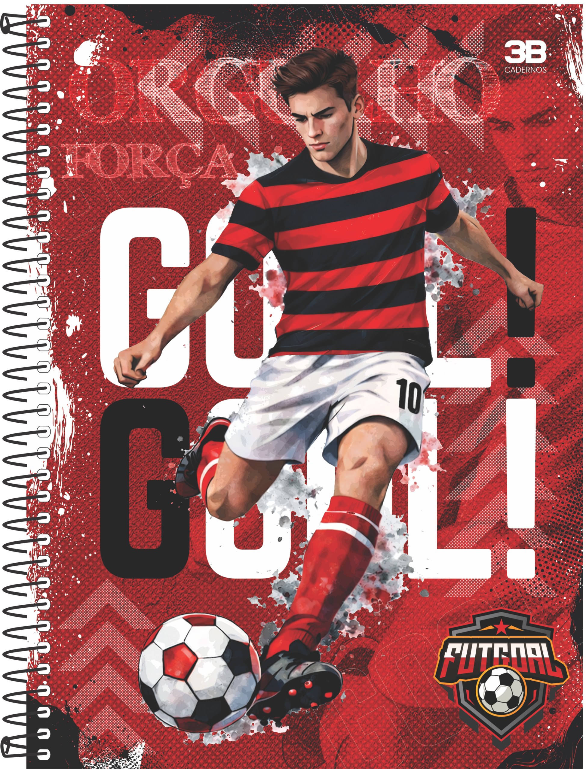 CADERNO ESPIRAL 1/4 FUTGOAL VERMELHO