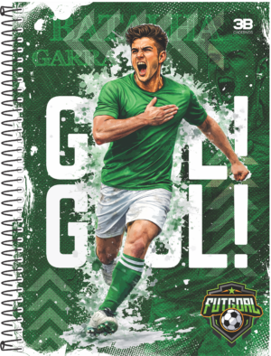 CADERNO ESPIRAL 1/4 FUTGOAL VERDE