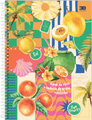 CADERNO ESPIRAL 1/4 FUN FRUITS