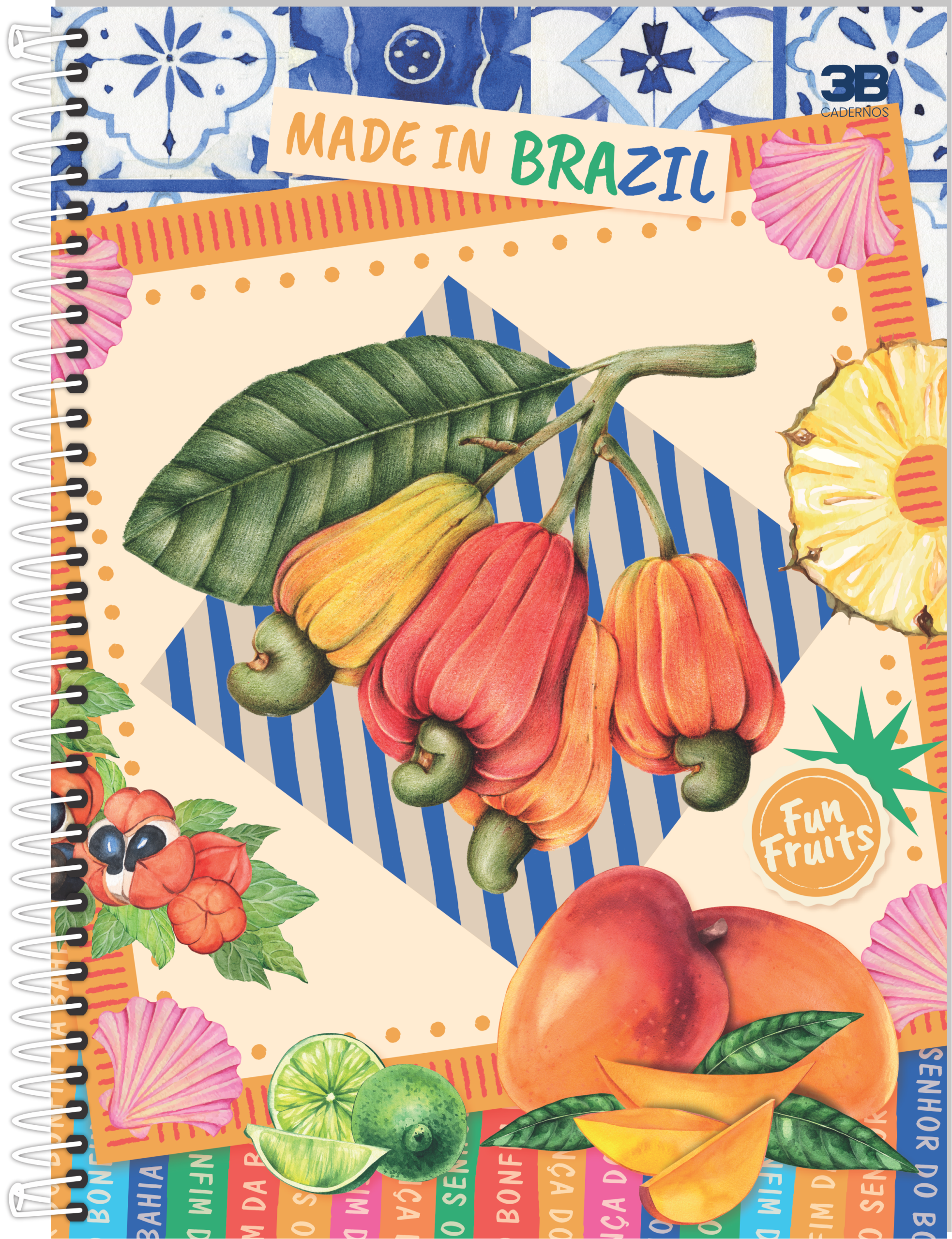 CADERNO ESPIRAL UNIVERSITÁRIO FUN FRUITS