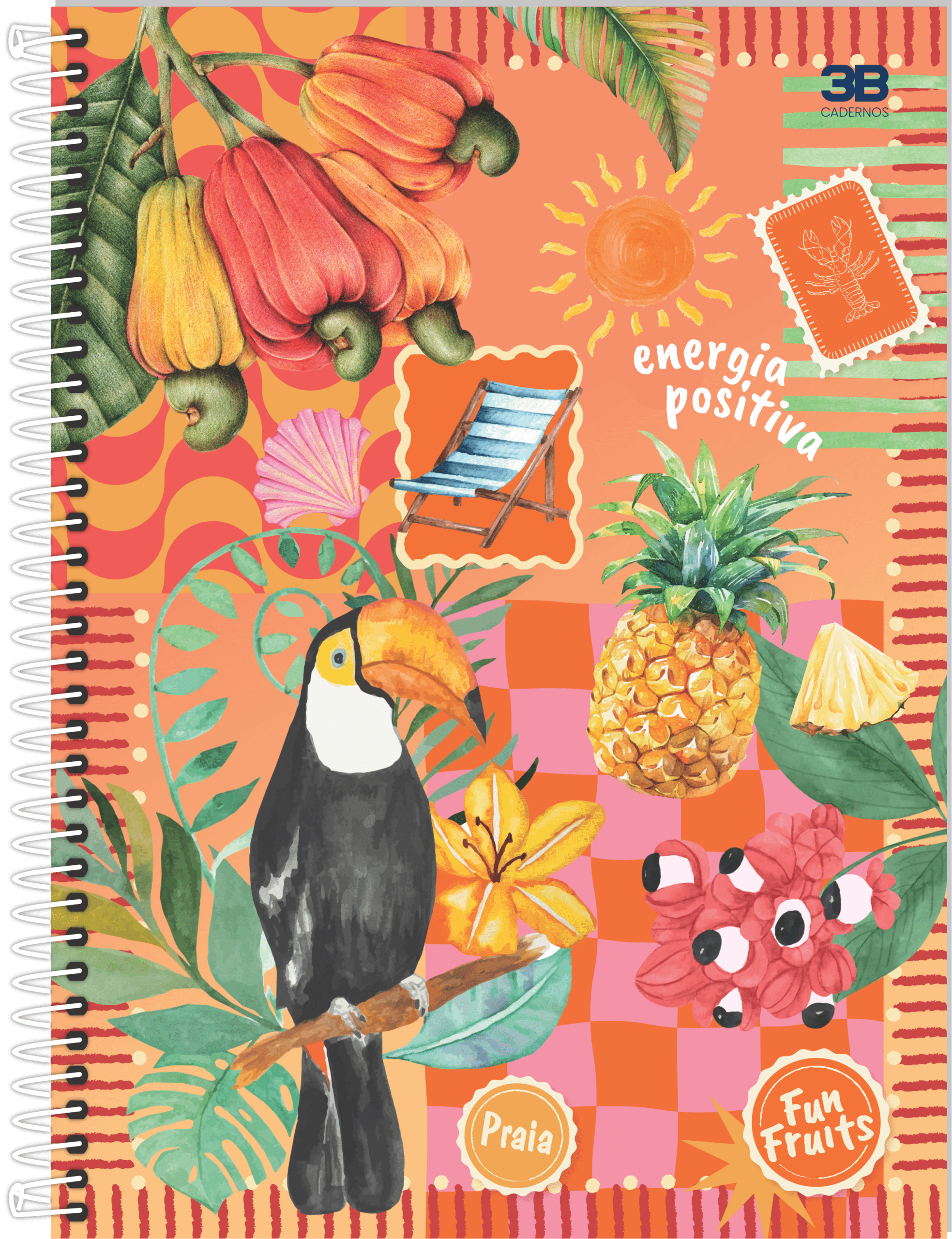 CADERNO ESPIRAL UNIVERSITÁRIO FUN FRUITS