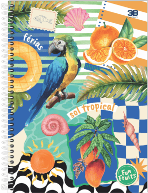 CADERNO ESPIRAL 1/4 FUN FRUITS