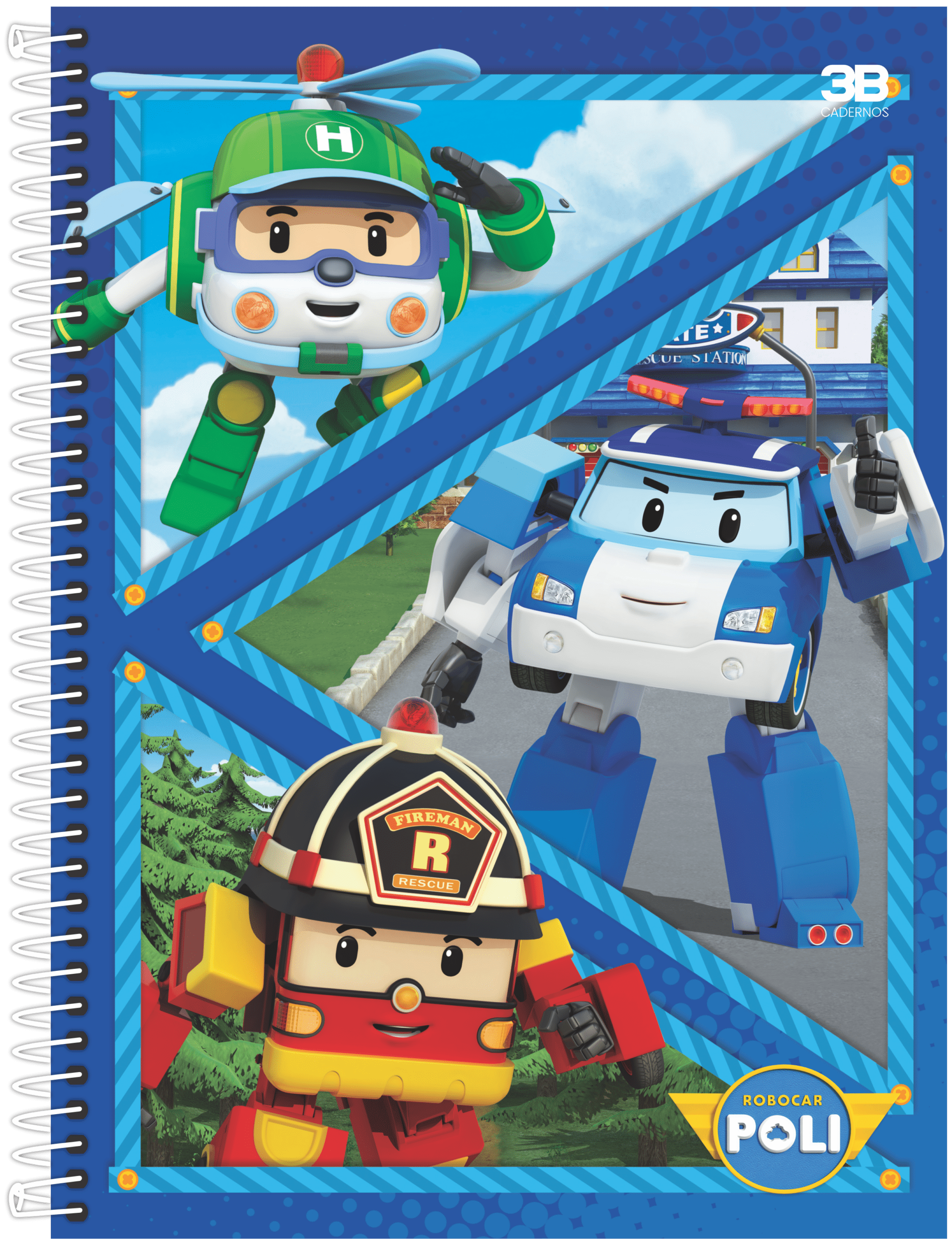 CADERNO ESPIRAL 1/4 ROBOCAR POLI