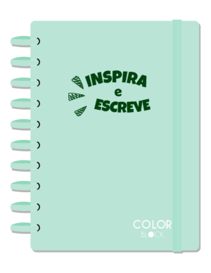 CADERNO DE DISCO COLEGIAL PP VERDE COLOR BLOCK