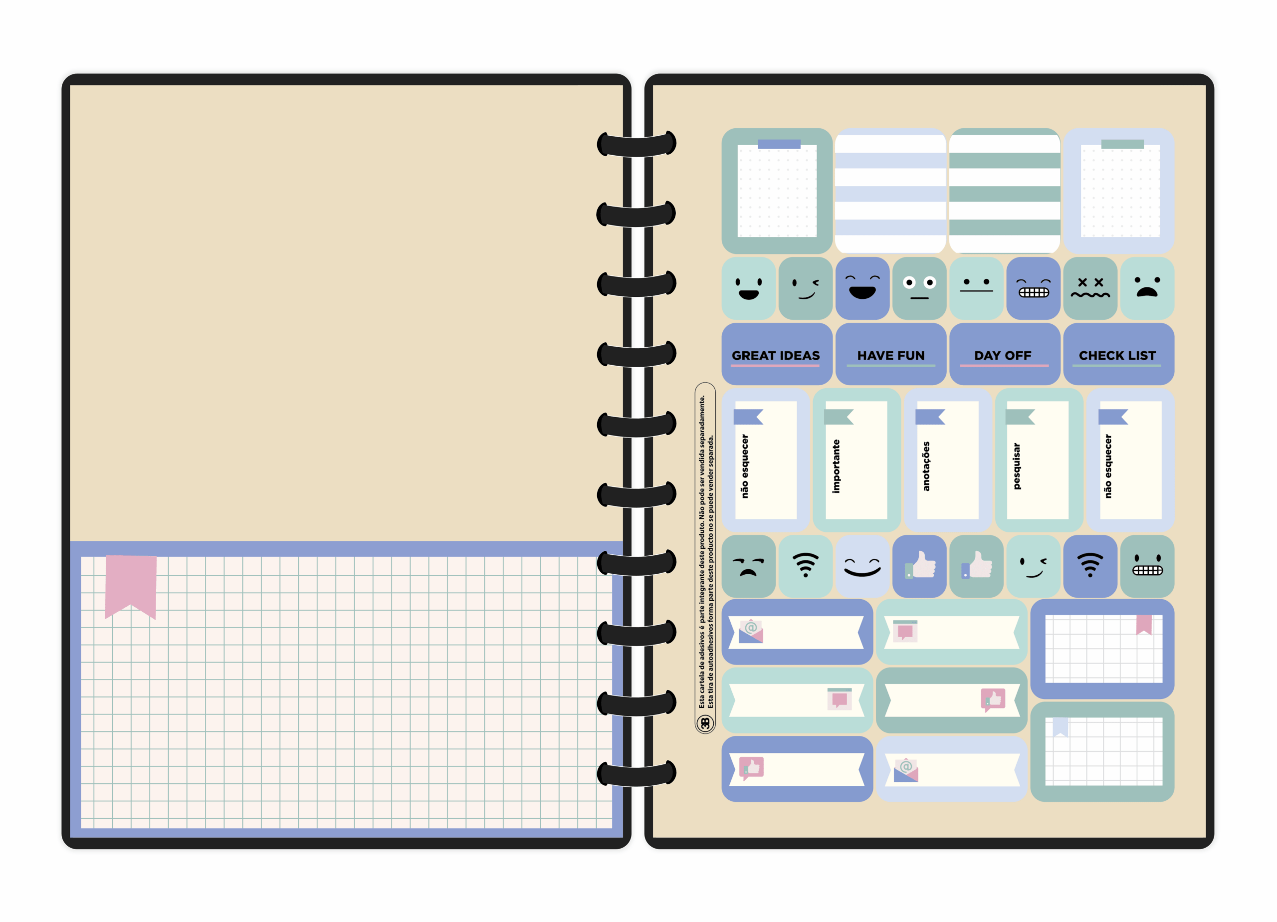 CADERNO DE DISCO COLEGIAL PP PRETO COLOR BLOCK