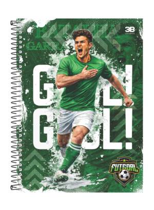 CADERNO ESPIRAL 1/4 FUTGOAL VERDE