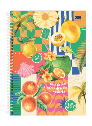 CADERNO ESPIRAL 1/4 FUN FRUITS